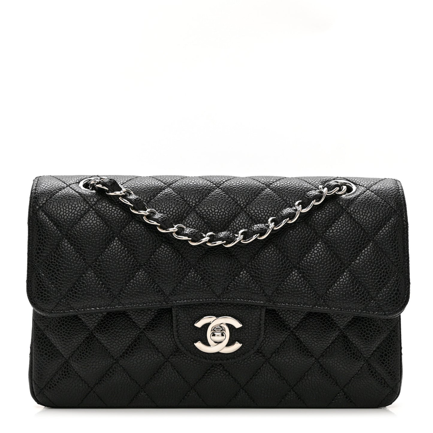 Caviar Quilted Small Double Flap Black