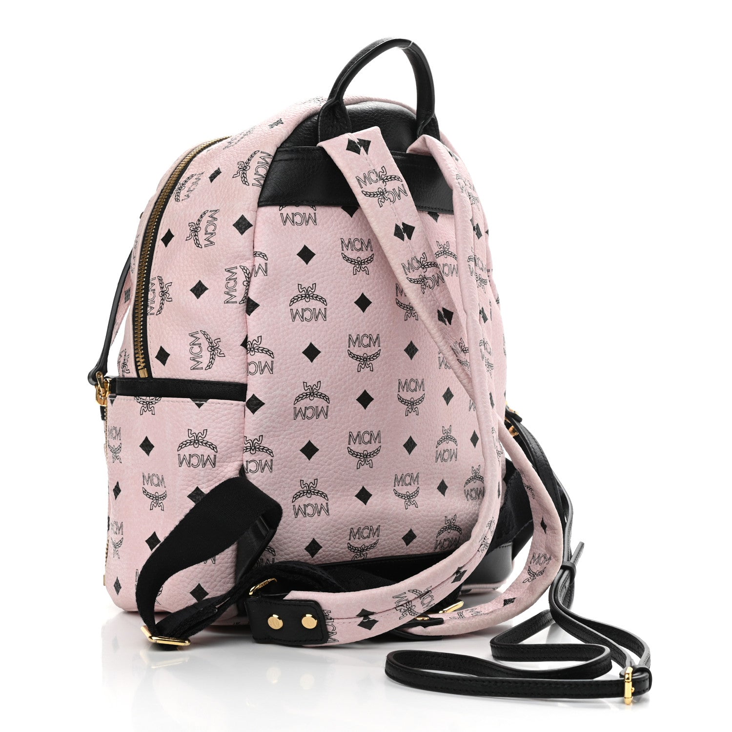 MCM Visetos Studded Small Dual Stark Backpack Chalk Pink Black 3 of 12