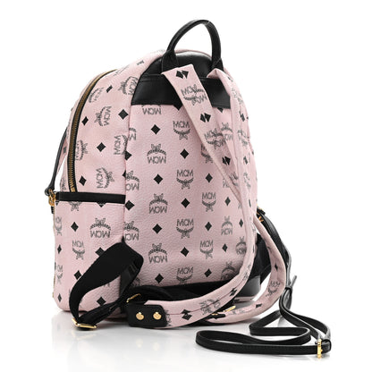 MCM Visetos Studded Small Dual Stark Backpack Chalk Pink Black 3 of 12