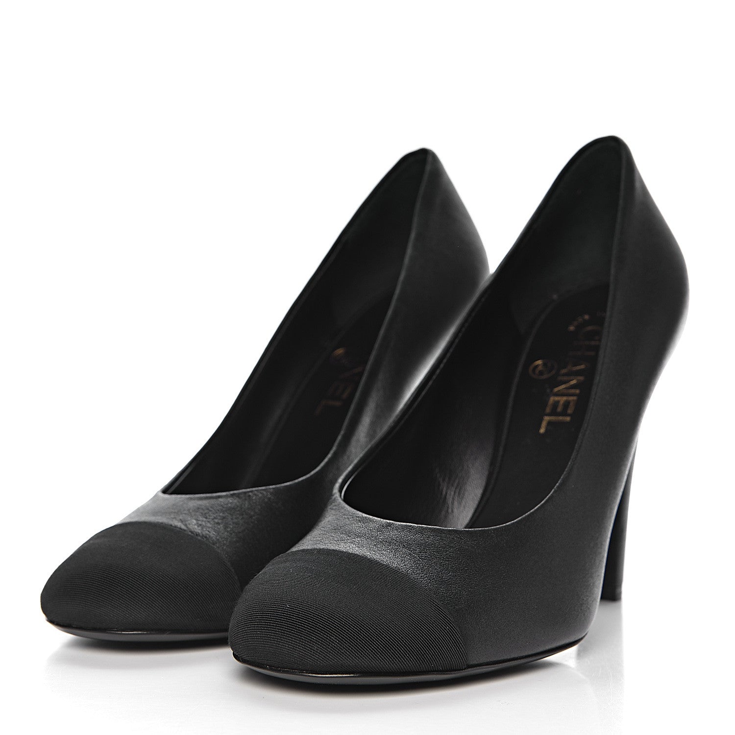 Chanel Lambskin Grosgrain Cap Toe CC Pumps 39 Black 3 of 9