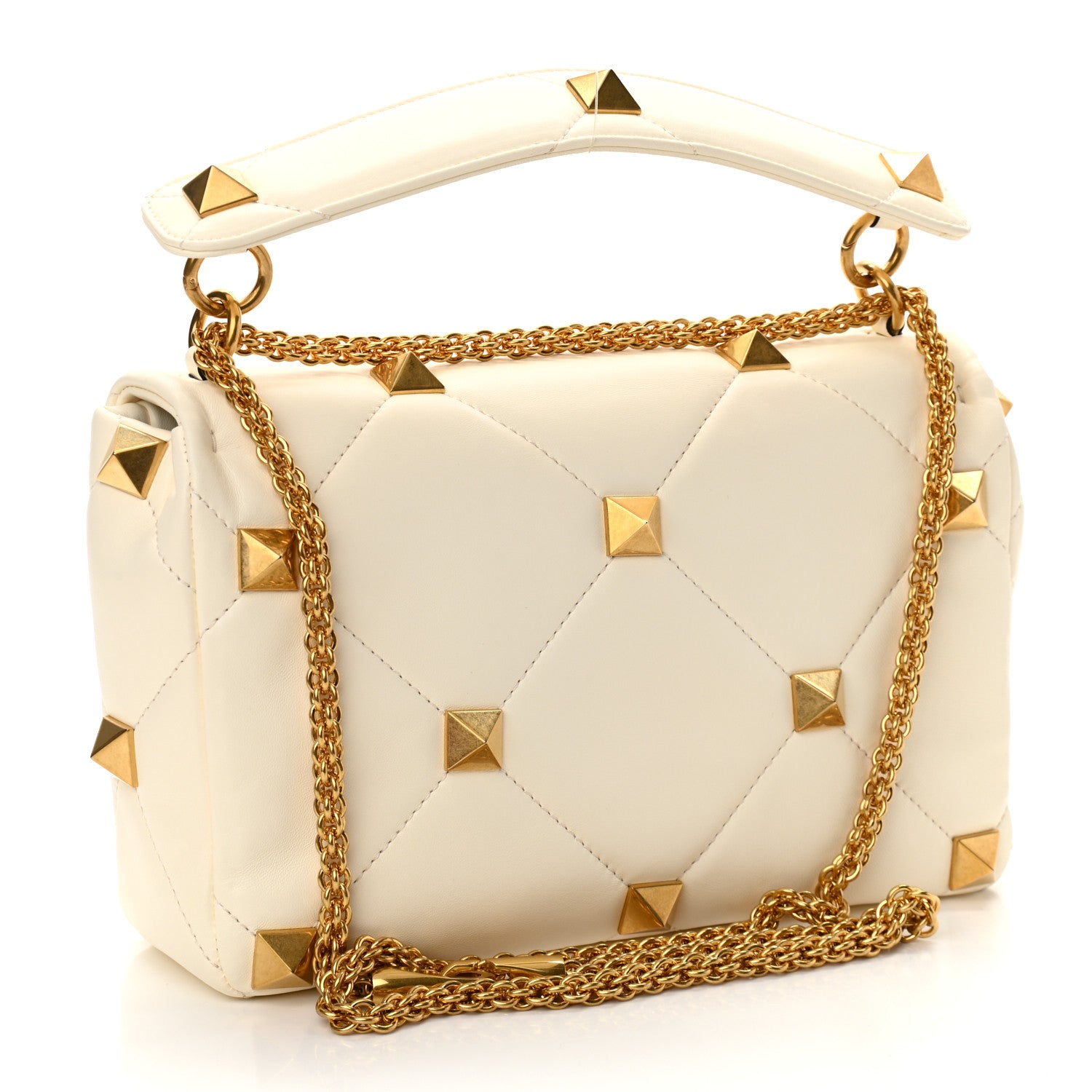 Valentino Garavani Nappa Large Roman Stud Shoulder Bag Ivory 3 of 9