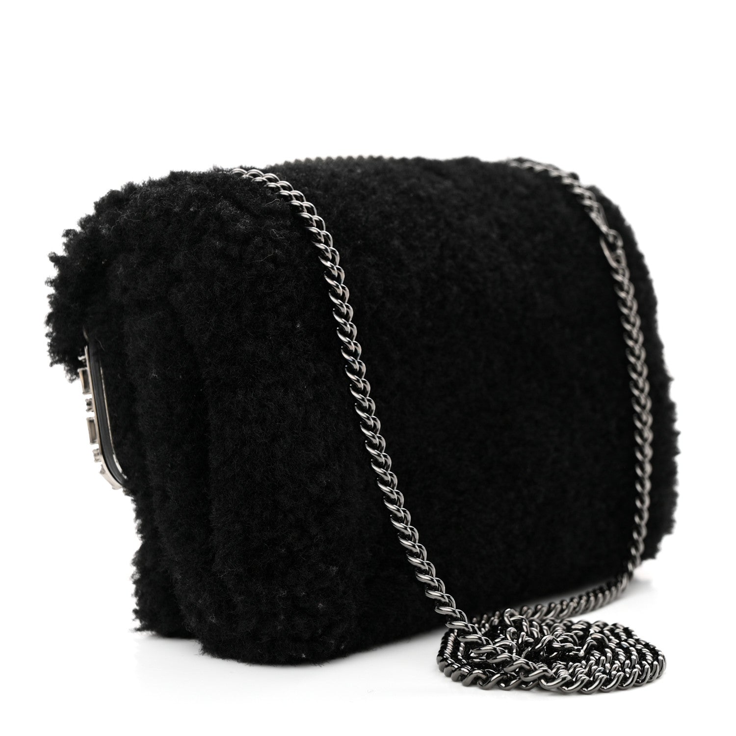 Fendi Shearling Crystal FF1974 Monster Eyes Small Bag Bug Chain Bag Narciso Tobacco Moro Black Tobacco Moro 3 of 10
