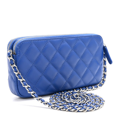 Chanel Lambskin Quilted Small Clutch With Chain Blue 3 of 13