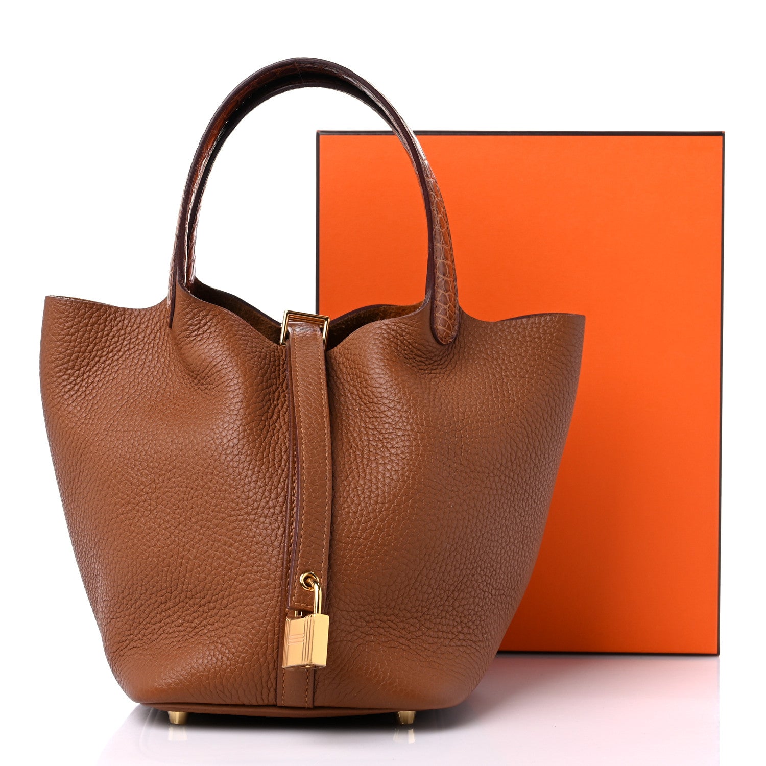 Hermes Taurillon Clemence Matte Alligator Picotin Lock Touch 18 PM Gold 13 of 13