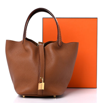 Hermes Taurillon Clemence Matte Alligator Picotin Lock Touch 18 PM Gold 13 of 13