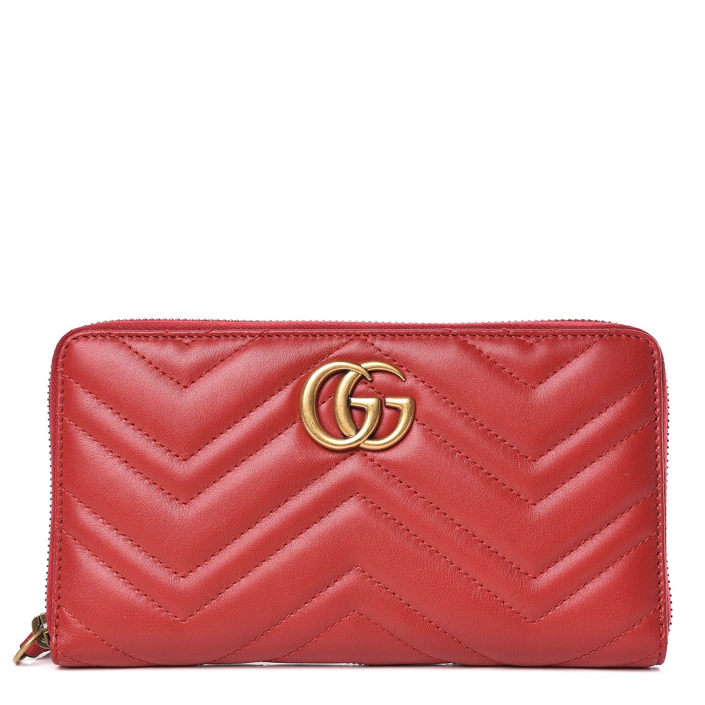 Calfskin Matelasse GG Marmont Zip Around Organizer Wallet Hibiscus Red