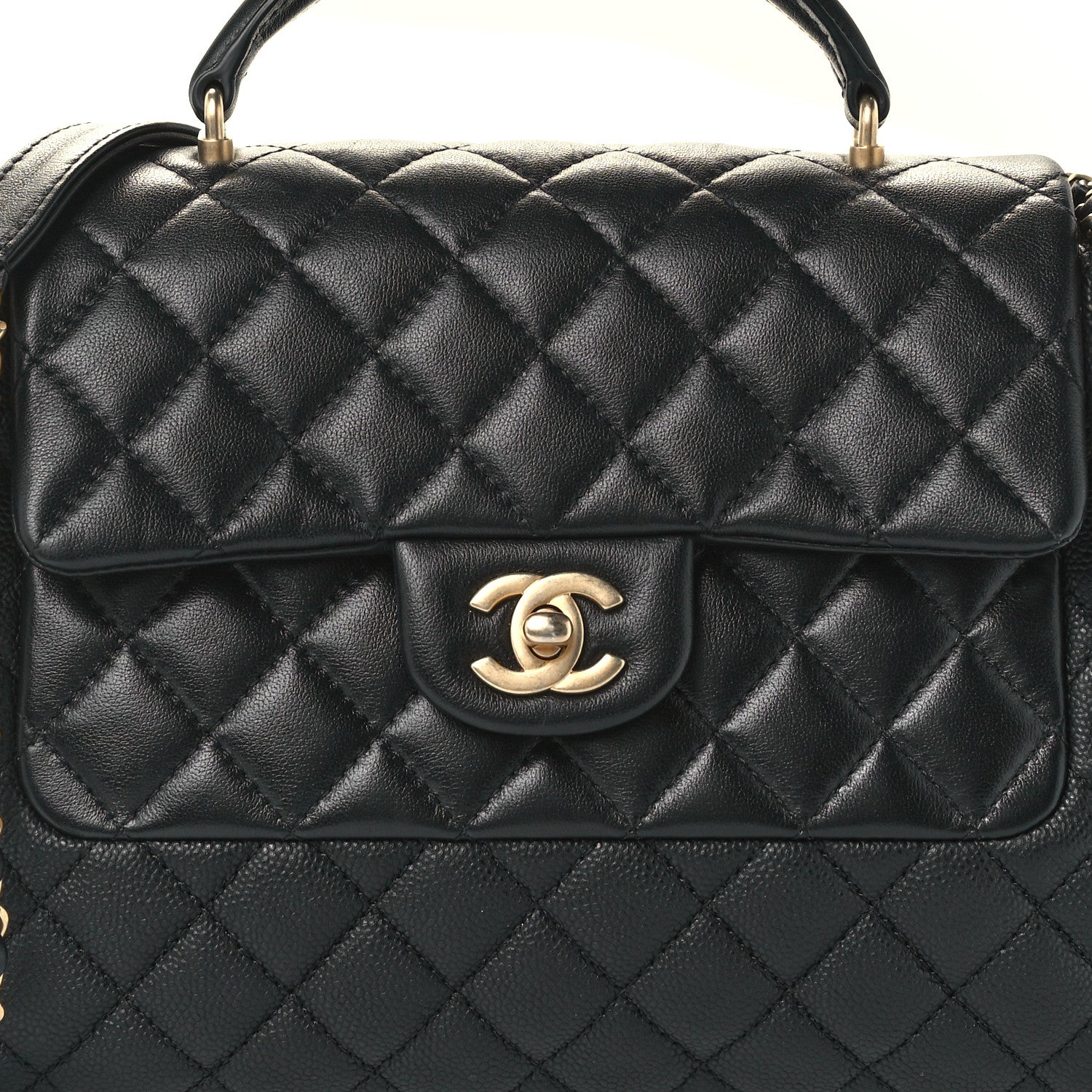 Chanel Caviar Calfskin Quilted Top Handle Flap Black 9 of 11