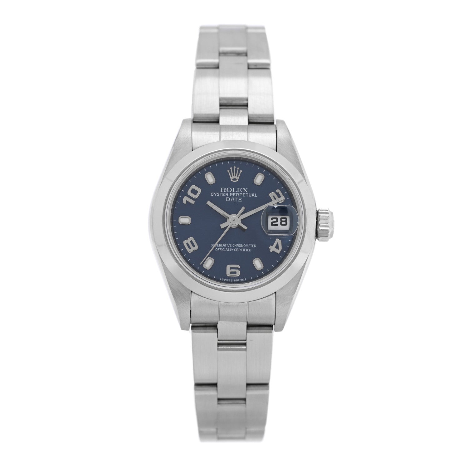 Rolex Stainless Steel 26mm Oyster Perpetual Date Watch Blue 79160 2 of 8