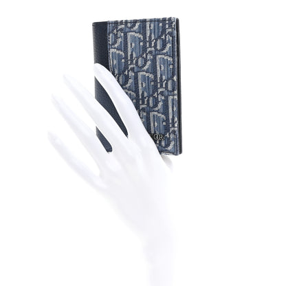 Christian Dior Grained Calfskin Oblique Saddle Bifold Card Holder Blue 2 of 8