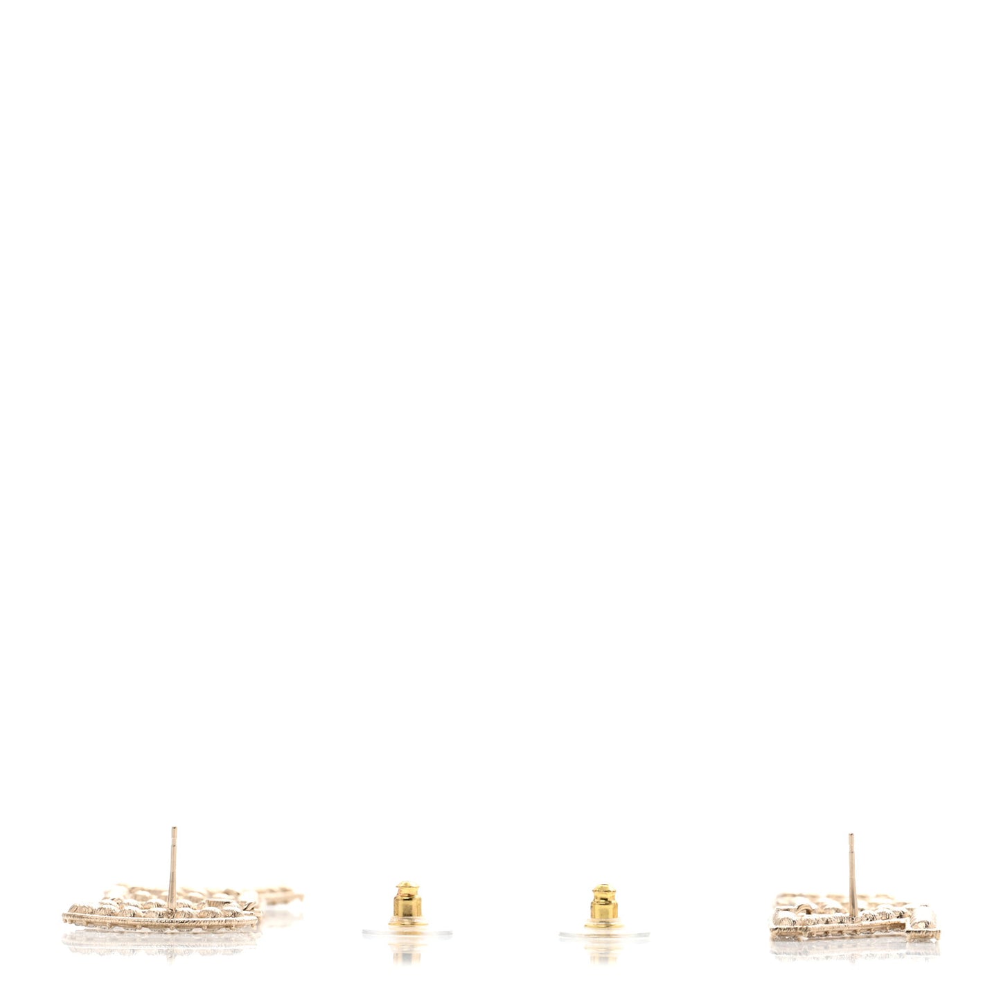 Crystal Cha-Nel Logo Drop Earrings Gold