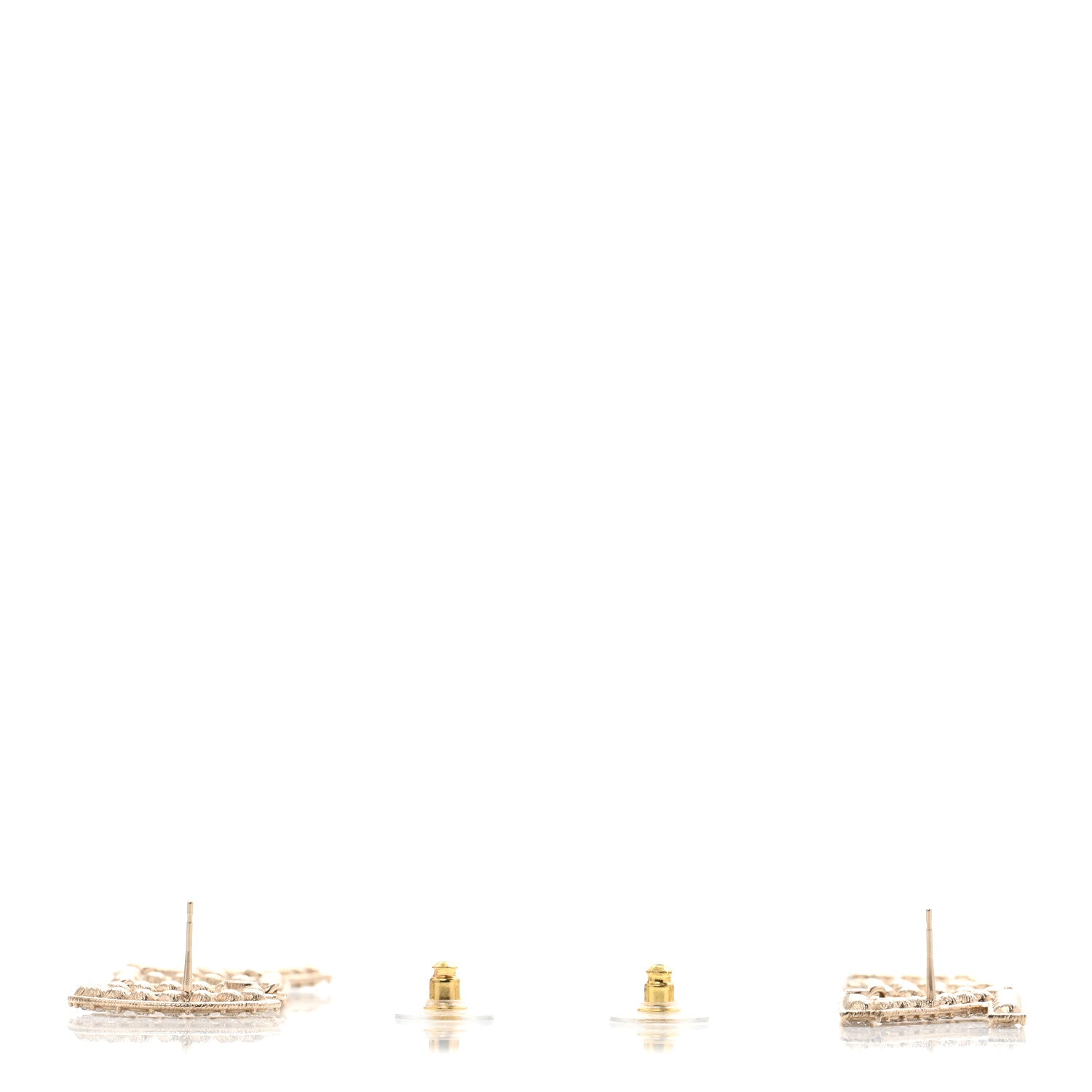 Chanel Crystal Cha-Nel Logo Drop Earrings Gold 3 of 5