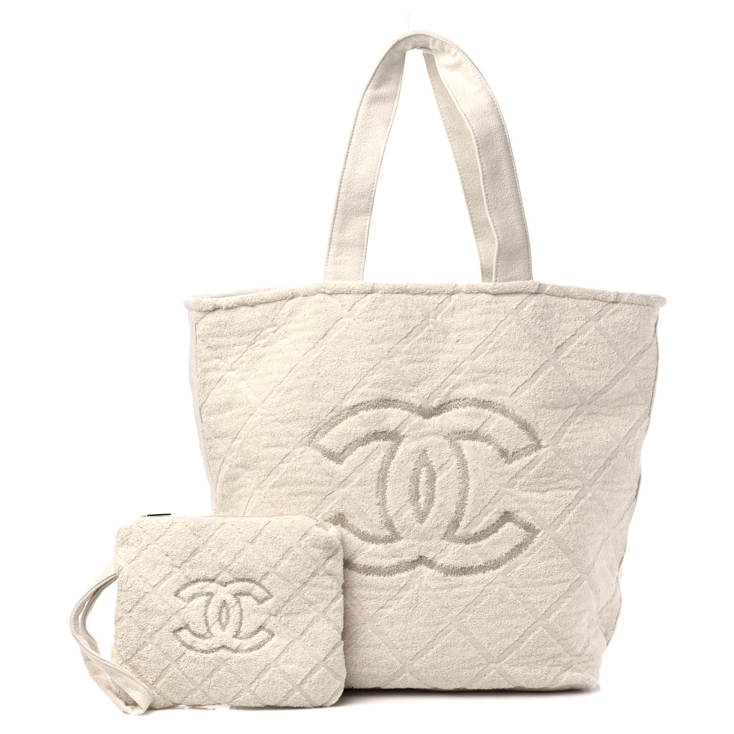 Chanel Terry Cotton CC Beach Tote Towel Set Ivory 1 of 10