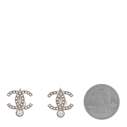 Chanel Crystal CC Clip On Earrings Silver 2 of 6