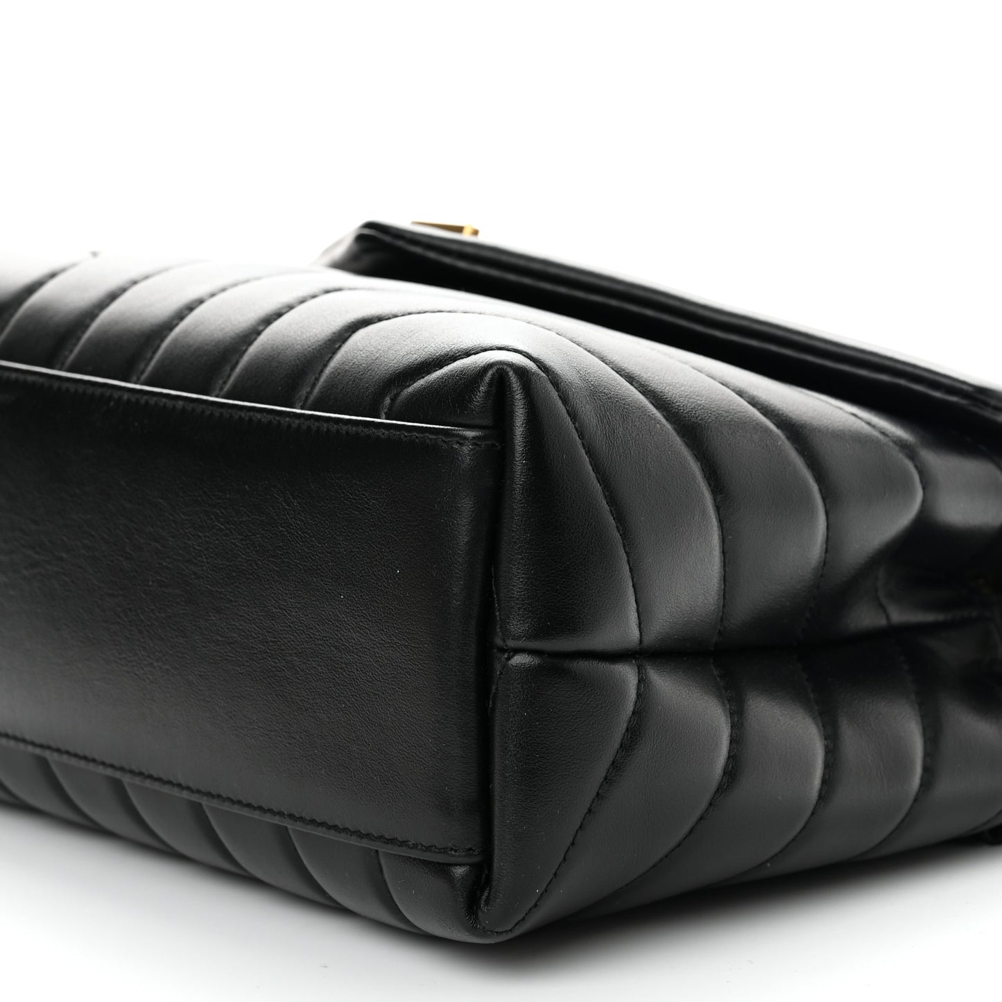Calfskin Y Quilted Monogram Small Loulou Chain Satchel Black