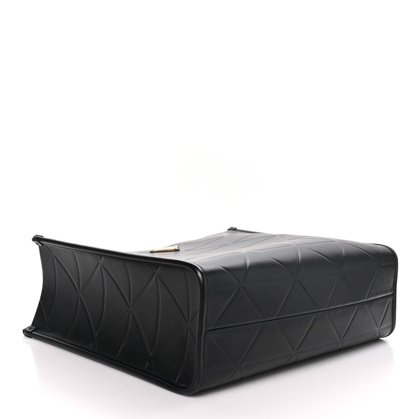 Soft Calfskin Triangolo Symbole Embossed Medium Tote Black