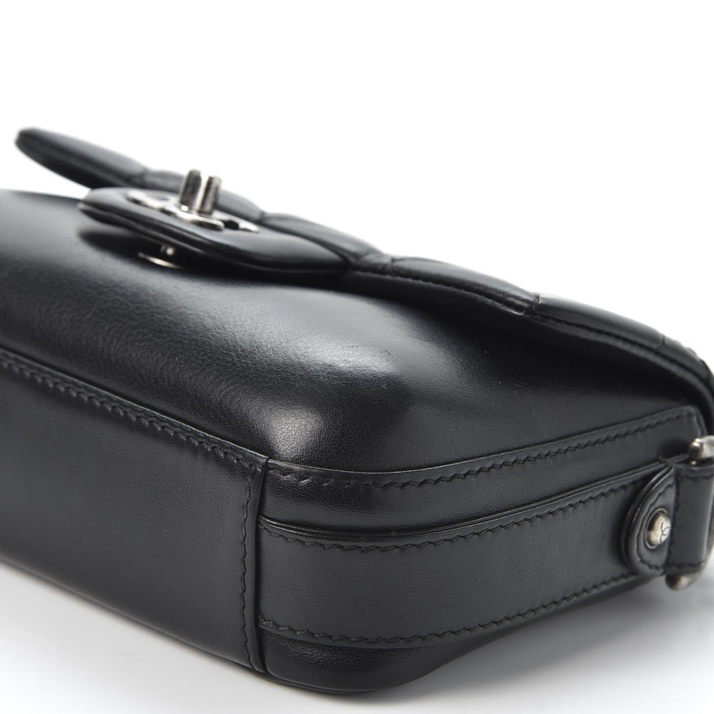 Calfskin Quilted Small Rock My Shoulder Flap Black