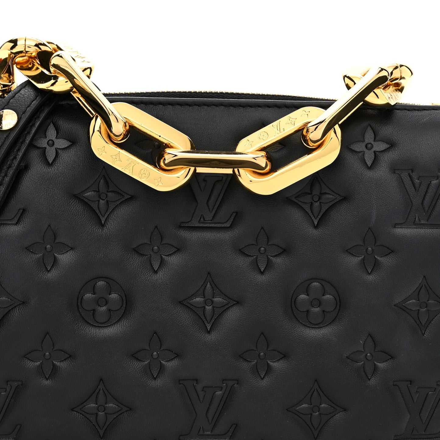 Lambskin Embossed Monogram Coussin BB Black