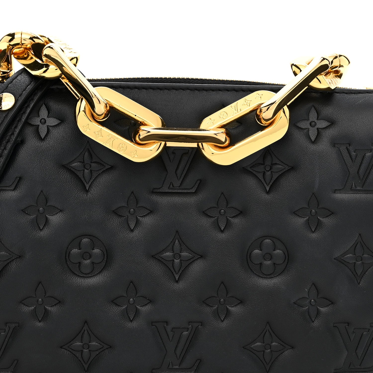 Louis Vuitton Lambskin Embossed Monogram Coussin BB Black 9 of 12