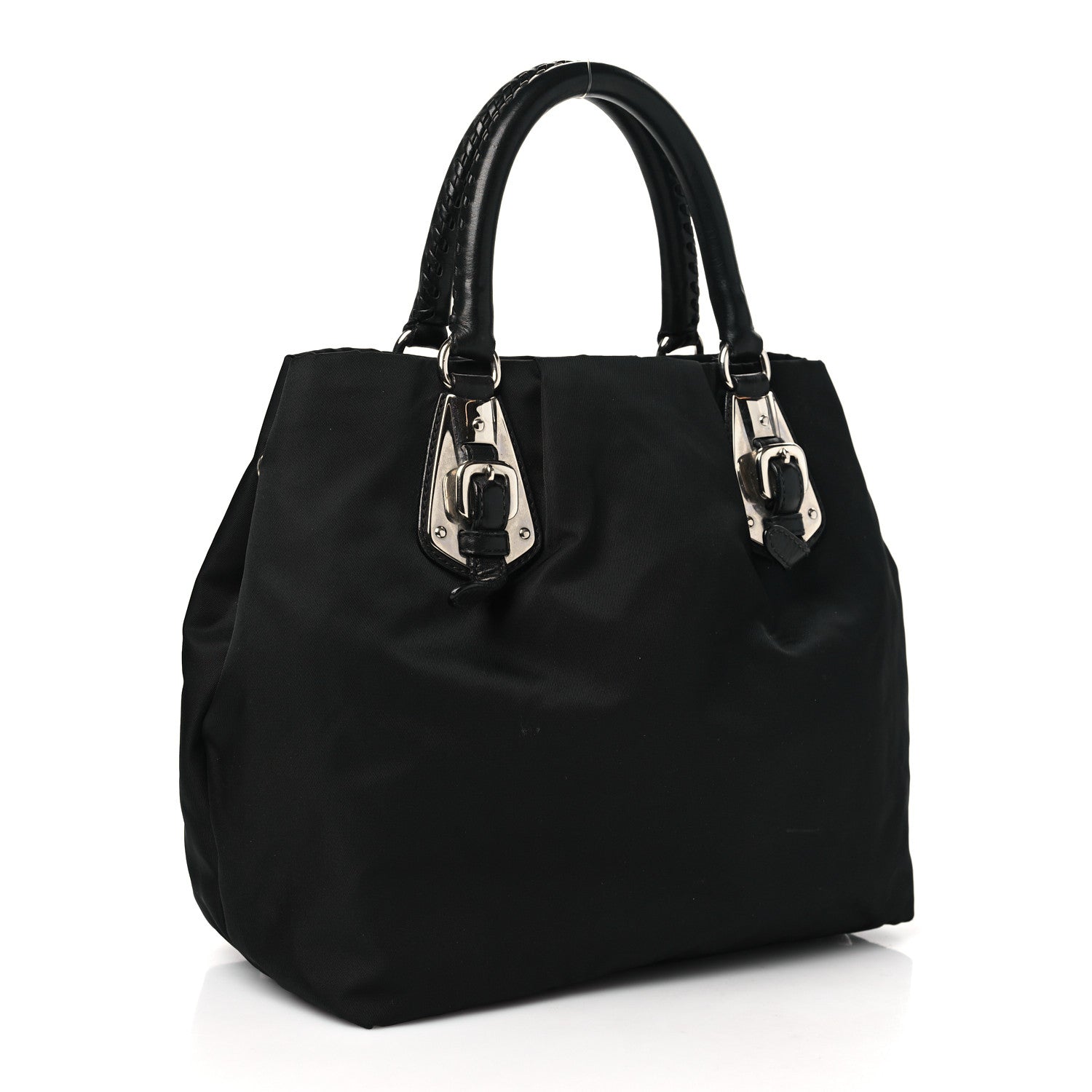 Prada Tessuto Nylon Nappa Braided Top Handle Bag Black 3 of 10