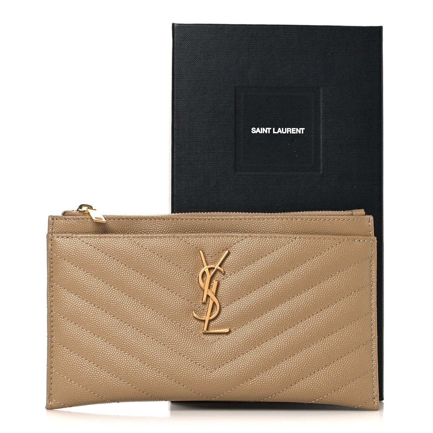 Grain De Poudre Chevron Monogram Bill Pouch Dark Latte