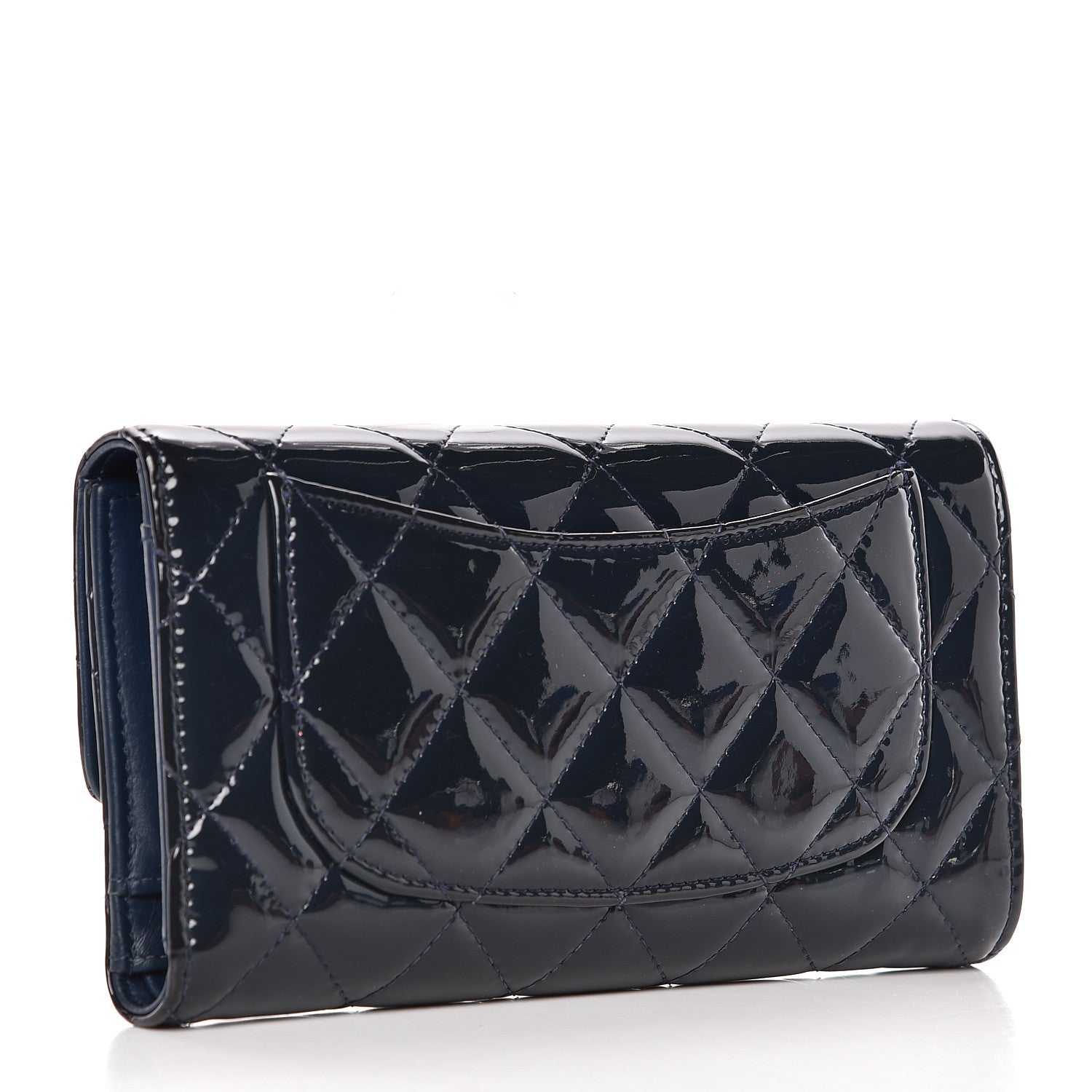 Chanel Patent Calfskin Quilted Large Flap Wallet Blue 3 of 14