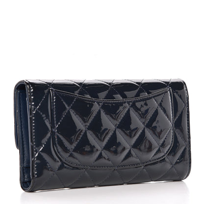 Chanel Patent Calfskin Quilted Large Flap Wallet Blue 3 of 14