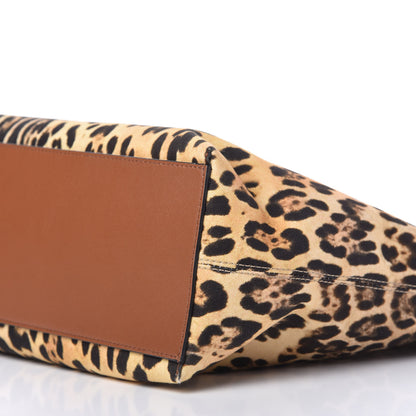 Valentino Garavani Canvas Nappa Leopard Print Rockstud Tote Brown 7 of 9