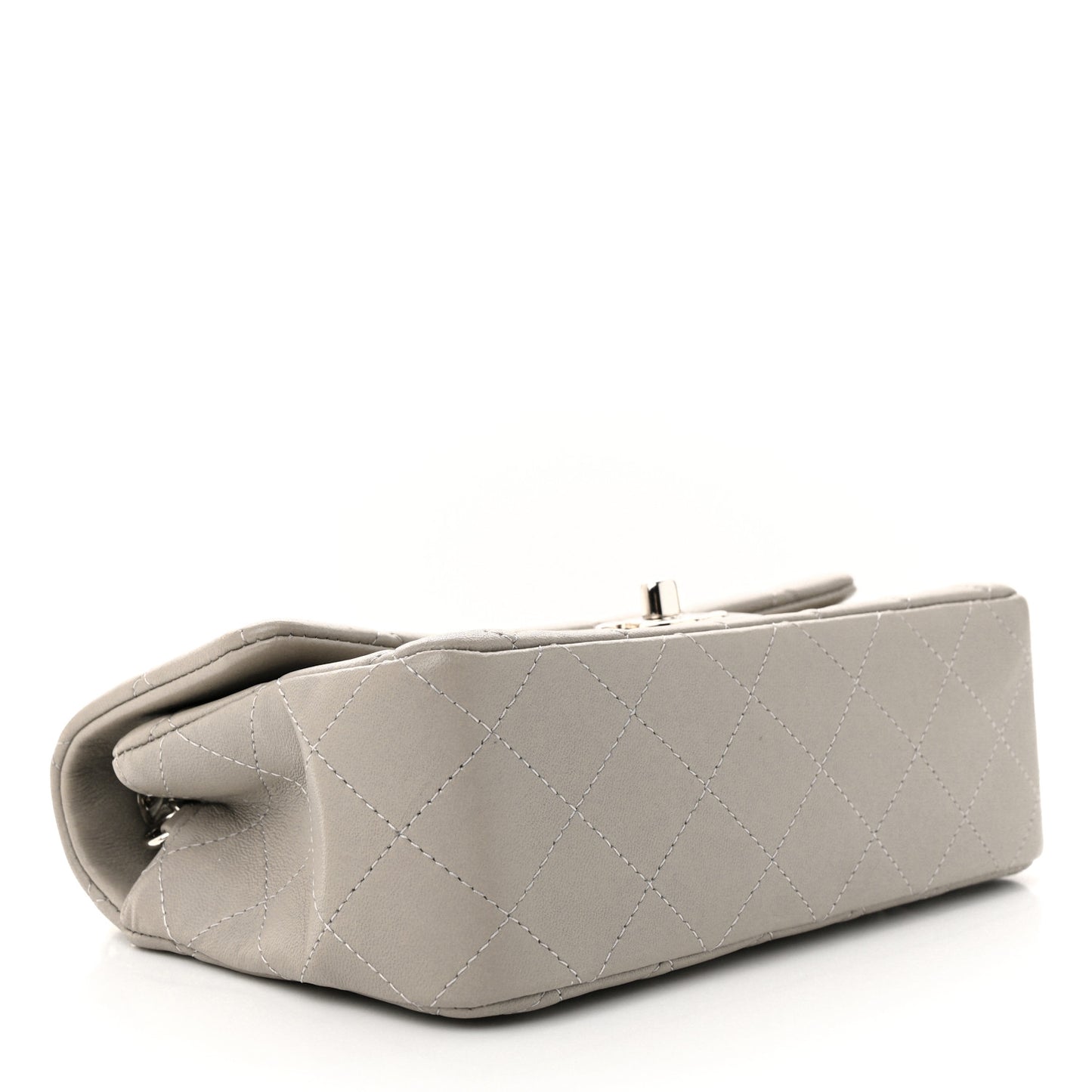 Lambskin Quilted Mini Rectangular Flap Grey