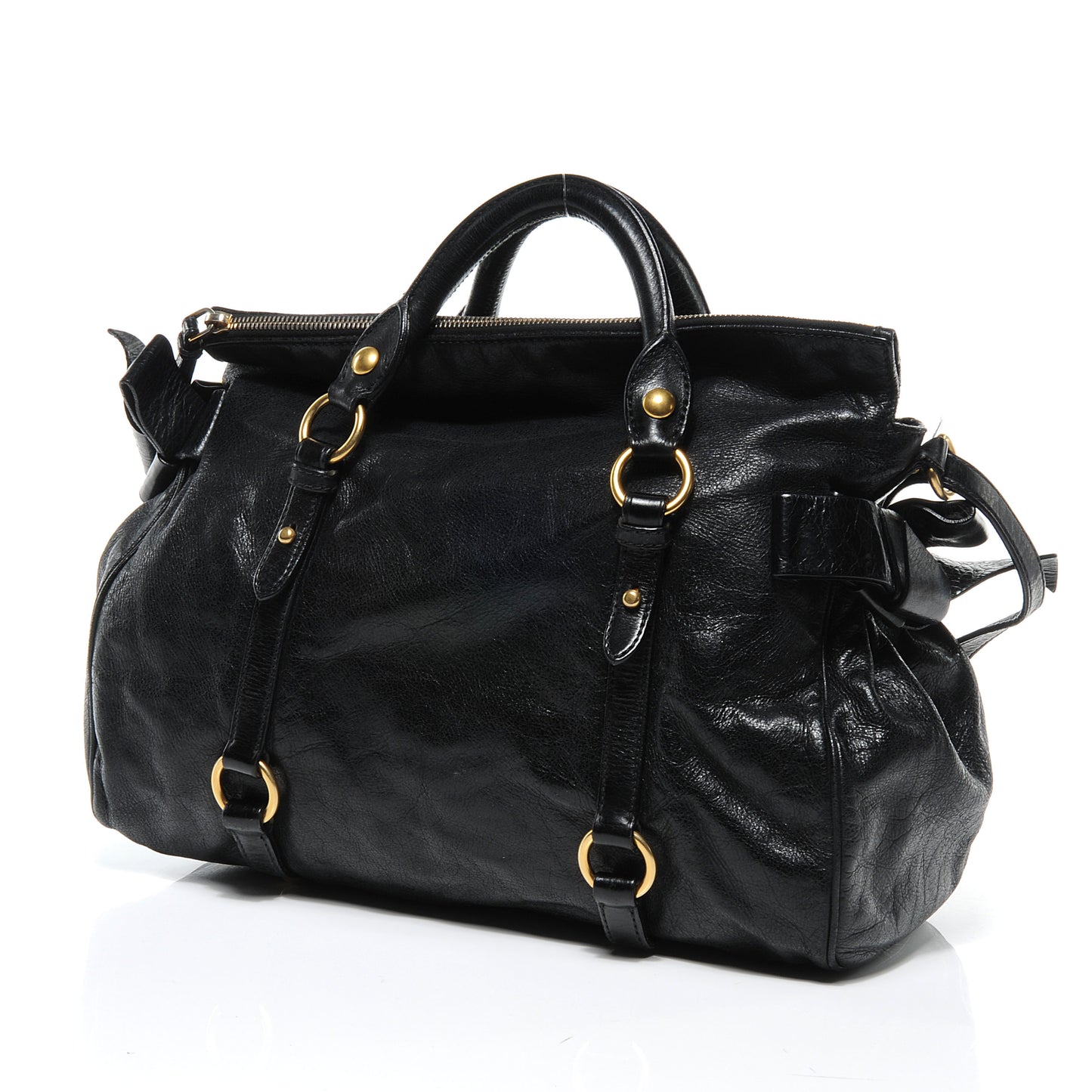 Vitello Lux Large Bow Bag Nero Black