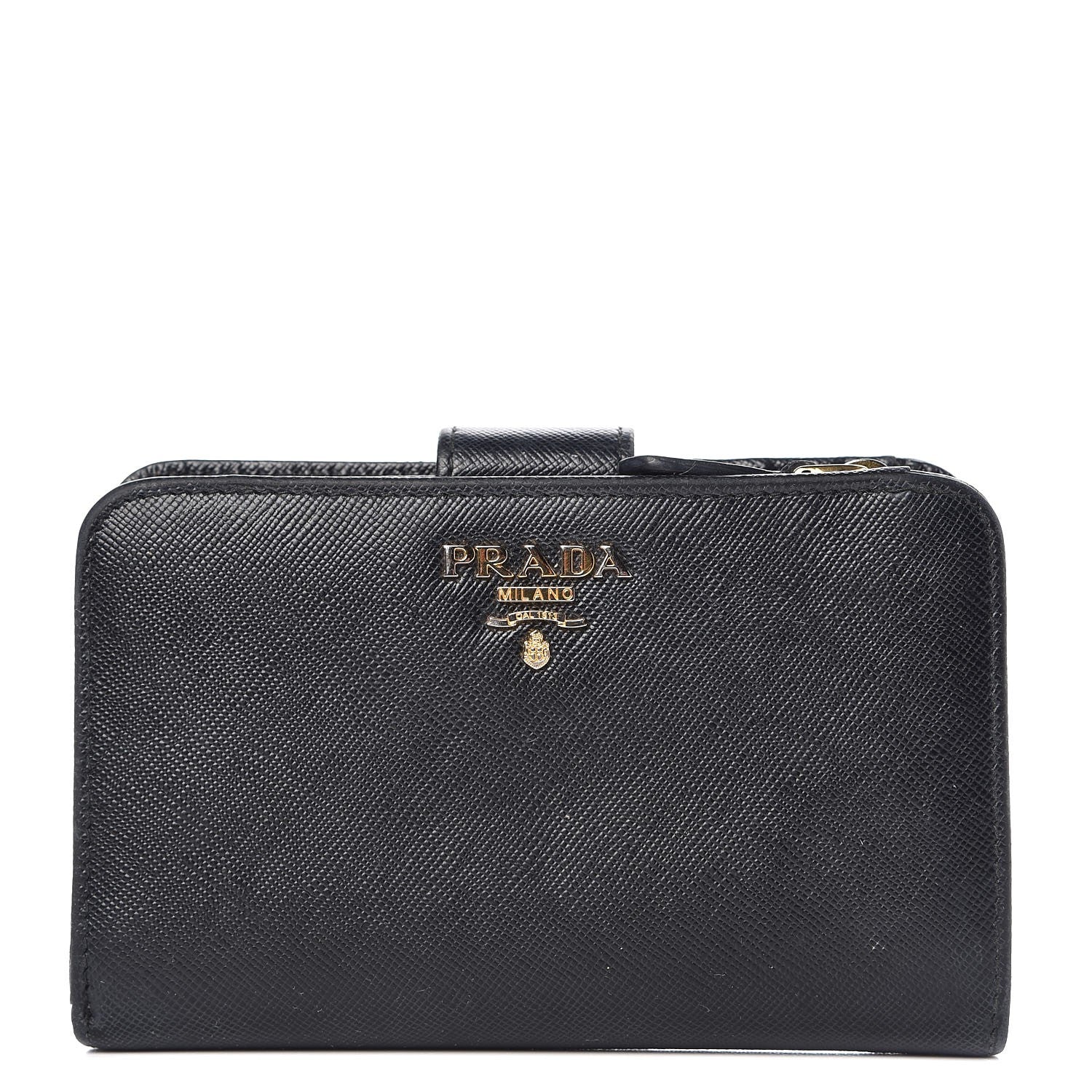 Prada Saffiano Compact Wallet Black 1 of 7