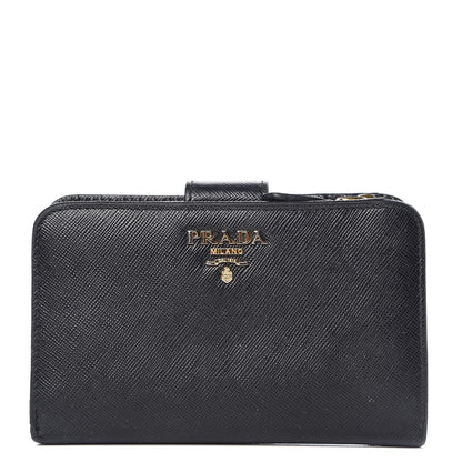 Prada Saffiano Compact Wallet Black 1 of 7