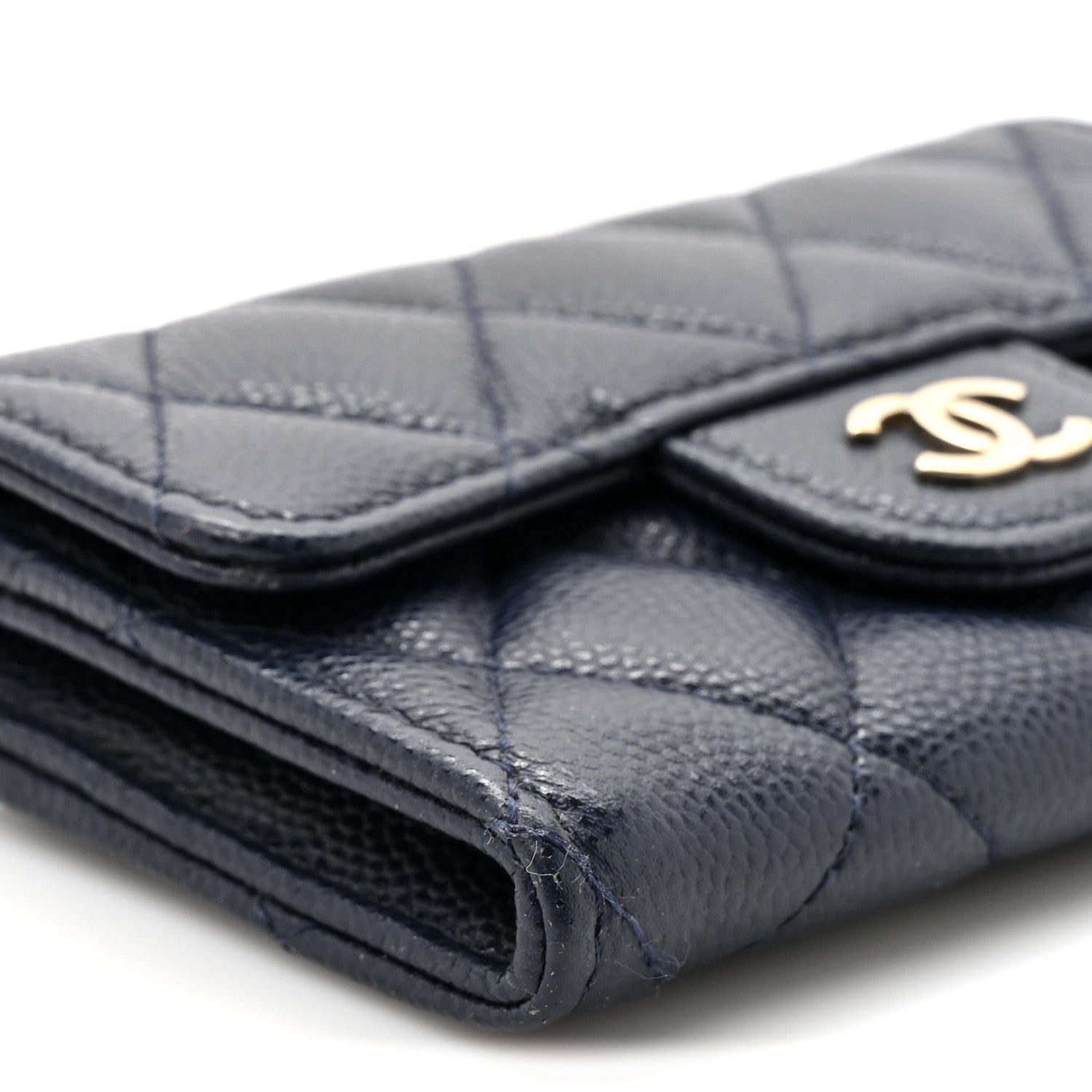 Chanel Caviar Quilted Flap Card Holder Wallet Navy Blue 9 of 9