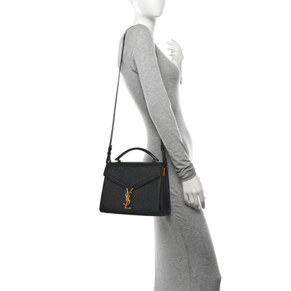Saint Laurent Grain de Poudre Medium Classic Monogram Cassandra Top Handle Black 2 of 11