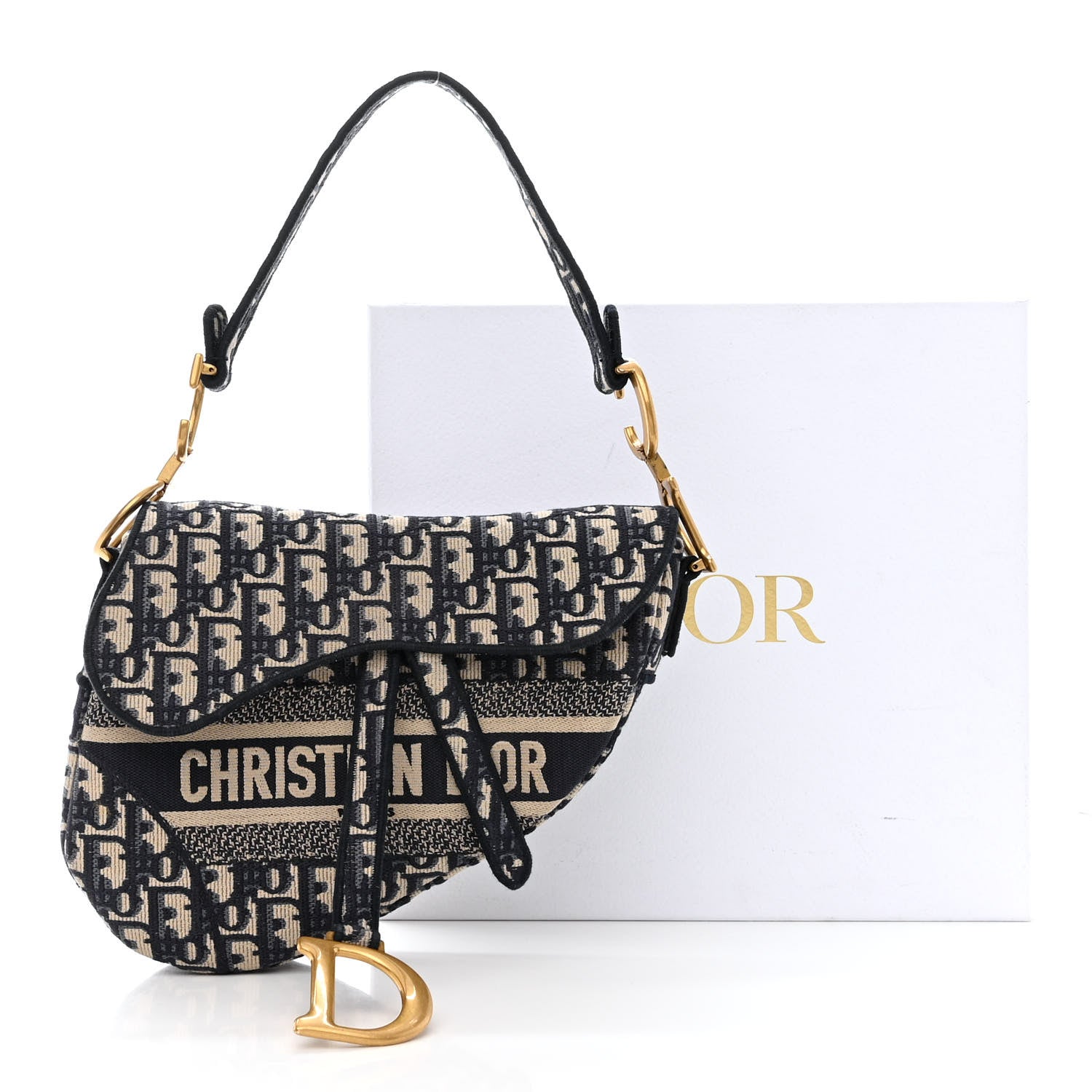 Christian Dior Oblique Embroidered Saddle Bag Blue 11 of 11