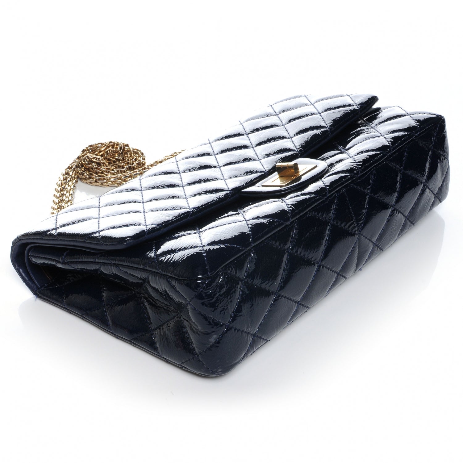Chanel Distressed Patent 2.55 Reissue 227 Jumbo Flap Navy 4 of 8