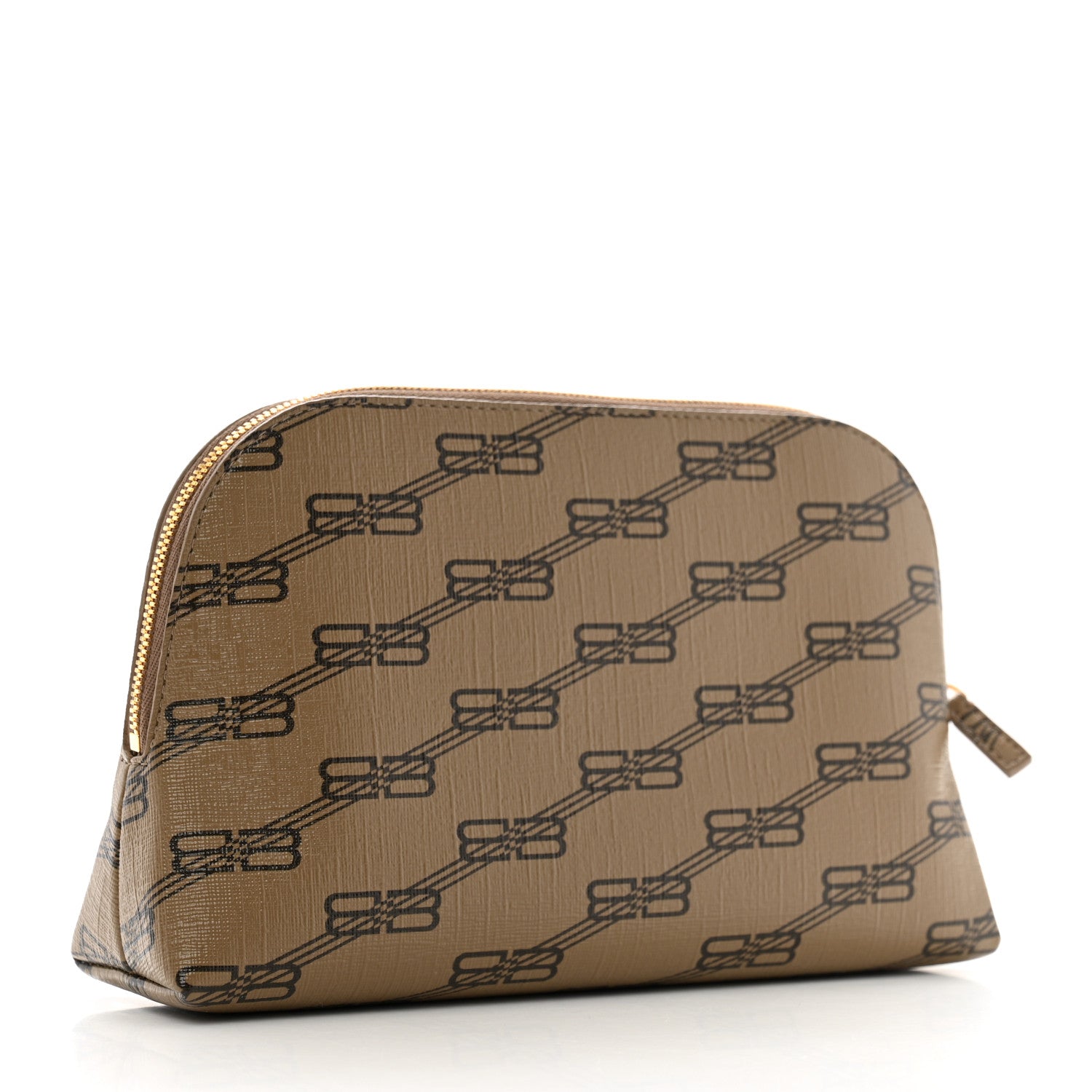 Balenciaga Coated Canvas BB Monogram Signature Toiletry Pouch Beige Brown 3 of 7