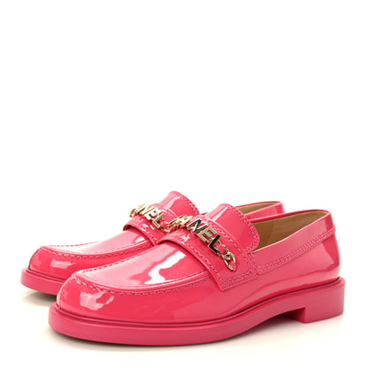 Chanel Patent Calfskin Logo Loafers 37 Pink 3 of 9