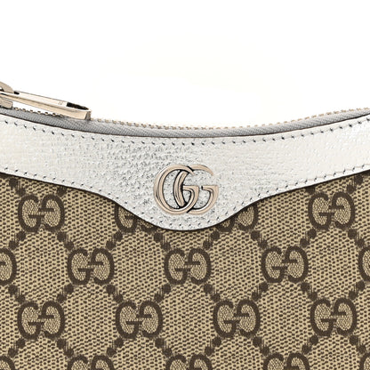 Gucci GG Supreme Monogram Lame Textured Dollar Calfskin Mini Ophidia Chain Bag Beige Ebony Silver 8 of 11