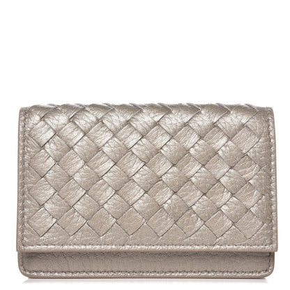 Bottega Veneta Cervo Metal Intrecciato Card Case Fume 1 of 8