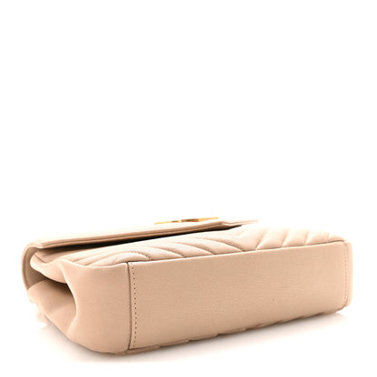 Saint Laurent Sheepskin Matelasse Chevron Monogram Medium College Bag Dark Beige 3 of 8