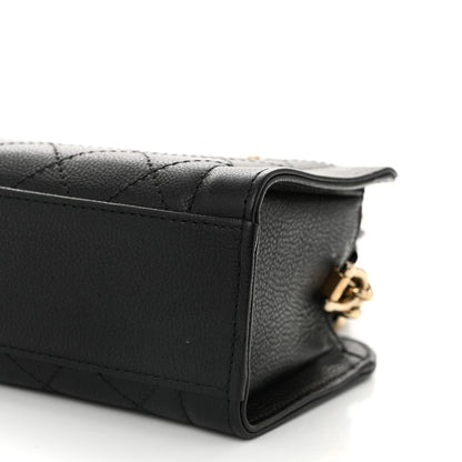 Chanel Grained Calfskin Stitched Mini Label Click Shopper Tote Black 10 of 11