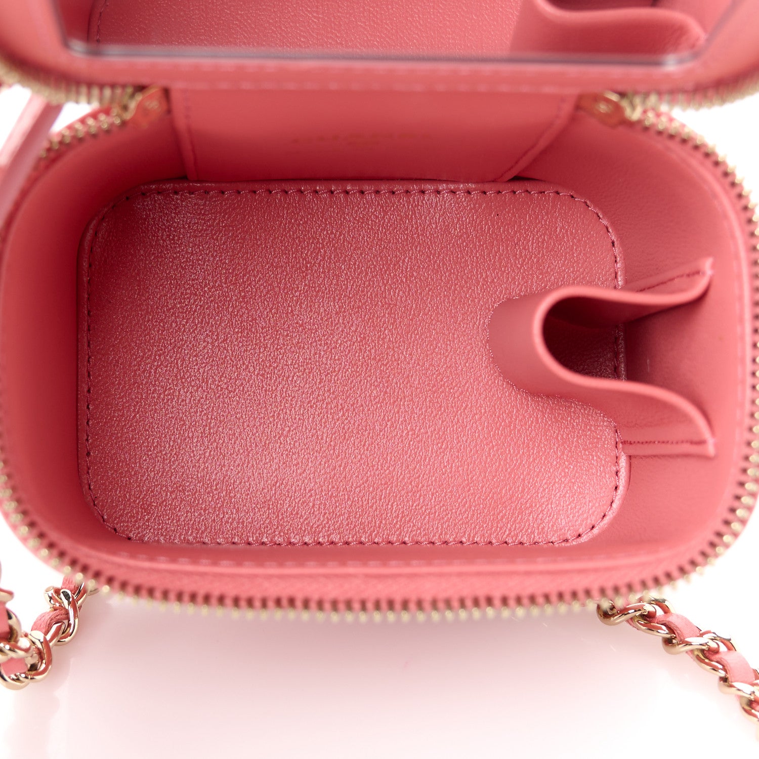 Chanel Lambskin Quilted Crystal Top Handle Mini Vanity Case With Chain Coral 5 of 11