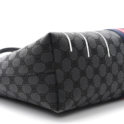 Gucci X BALENCIAGA BB Monogram Web Graffiti Medium Ophidia Shopping Tote Black 9 of 10