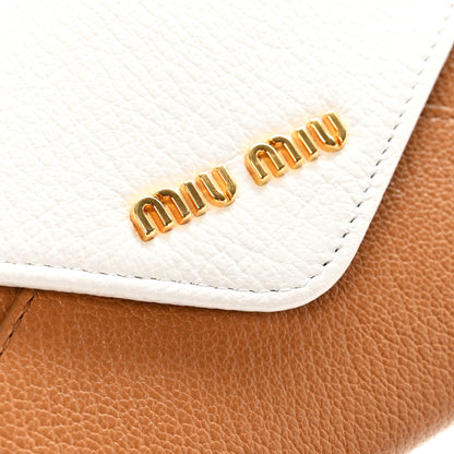 Miu Miu Goatskin Madras Bicolor Envelope Wallet White Cognac 9 of 10