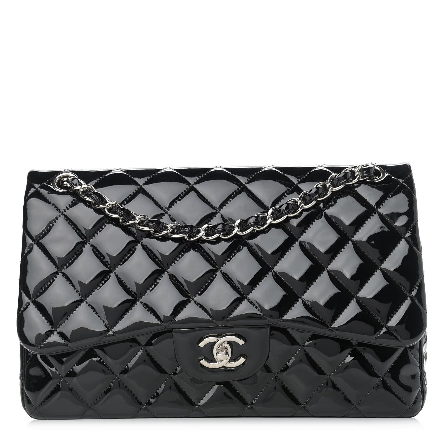 Chanel Patent Quilted Jumbo Double Flap Black 1 of 12