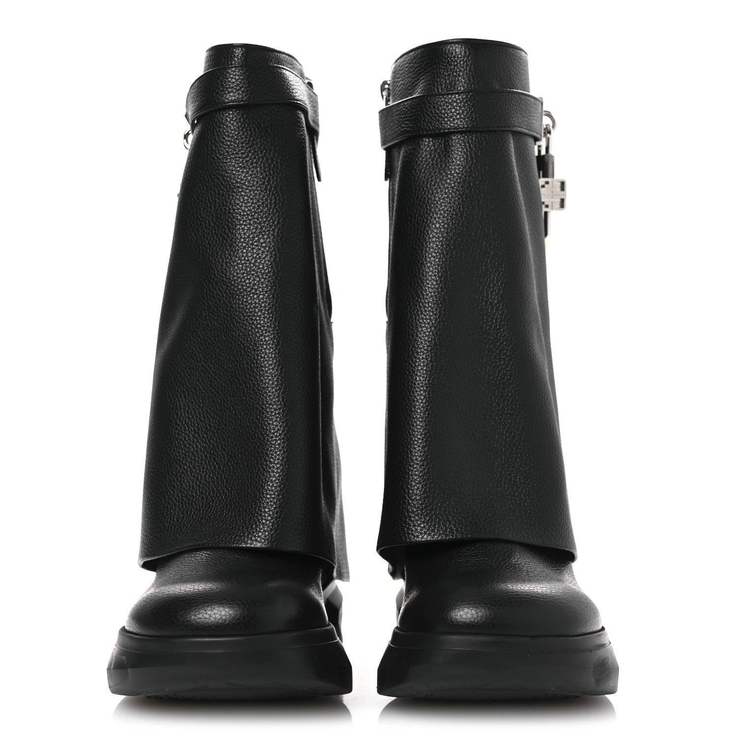 Givenchy Grained Calfskin Shark Lock Biker Ankle Boots 40 Black 3 of 11