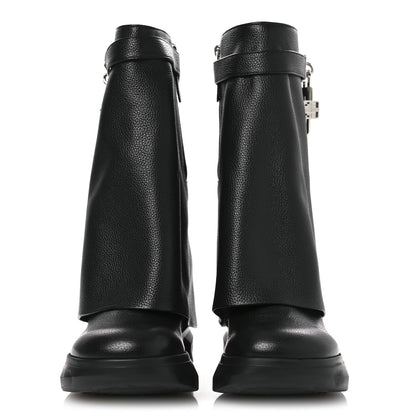 Givenchy Grained Calfskin Shark Lock Biker Ankle Boots 40 Black 3 of 11