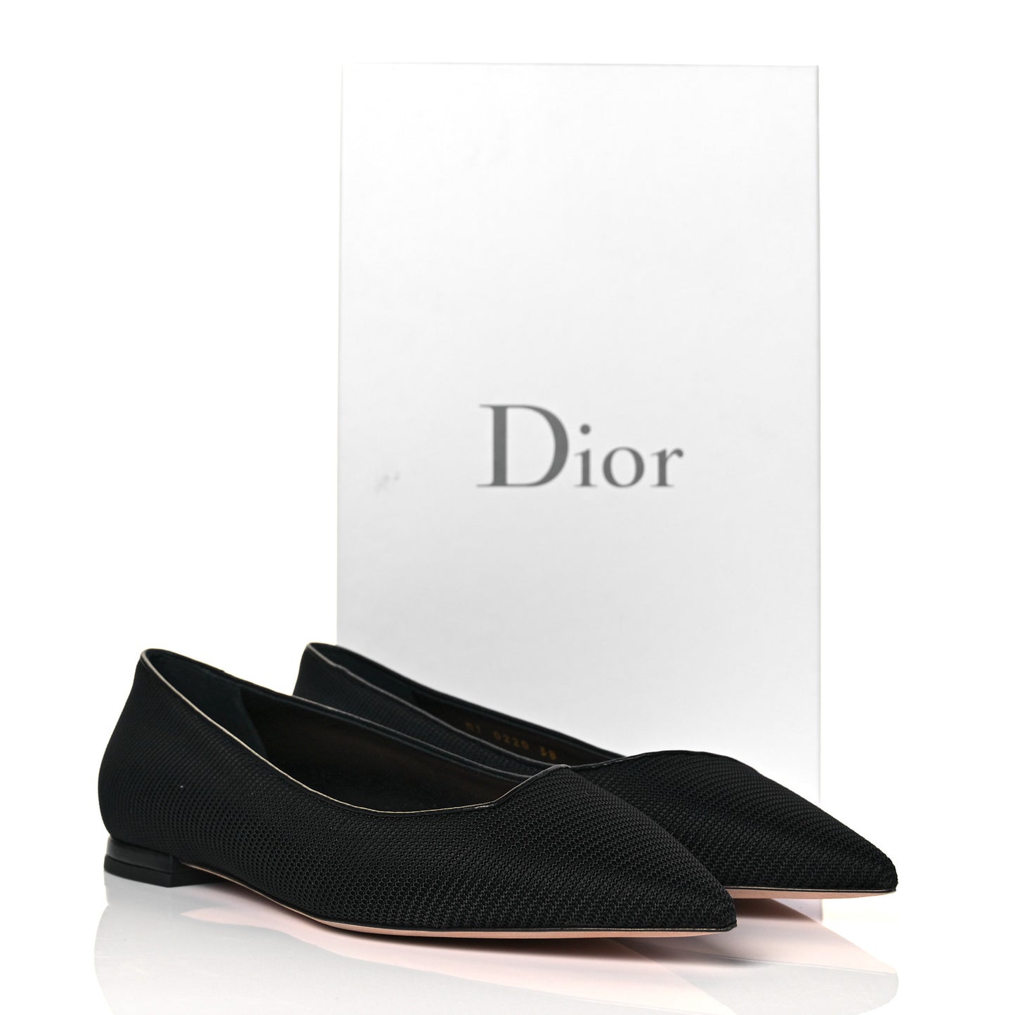 Technical Fabric Pointed Toe Flats 38 Black