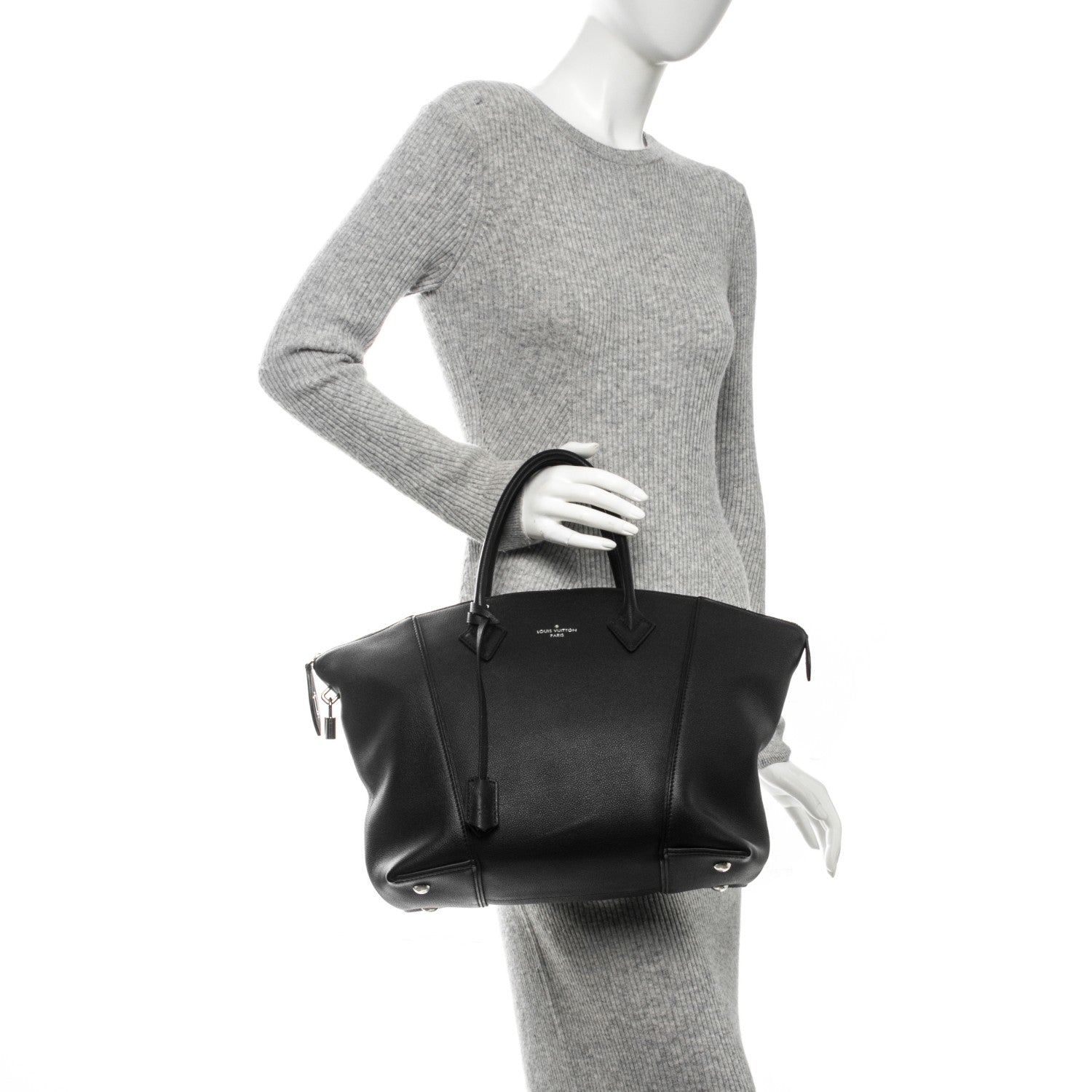 Louis Vuitton Veau Cachemire Soft Lockit MM Black 2 of 8