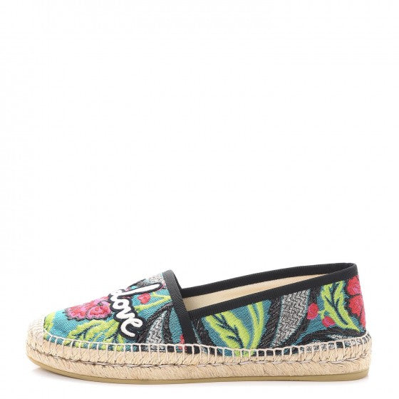 Tapestry Brocade Blind For Love Espadrilles 37 Acquamarine Green Black